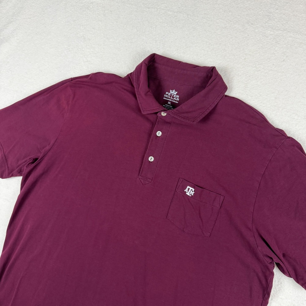Peter Millar Texas A&M Polo Shirt Mens XL Maroon Mountainside Cotton Stretch